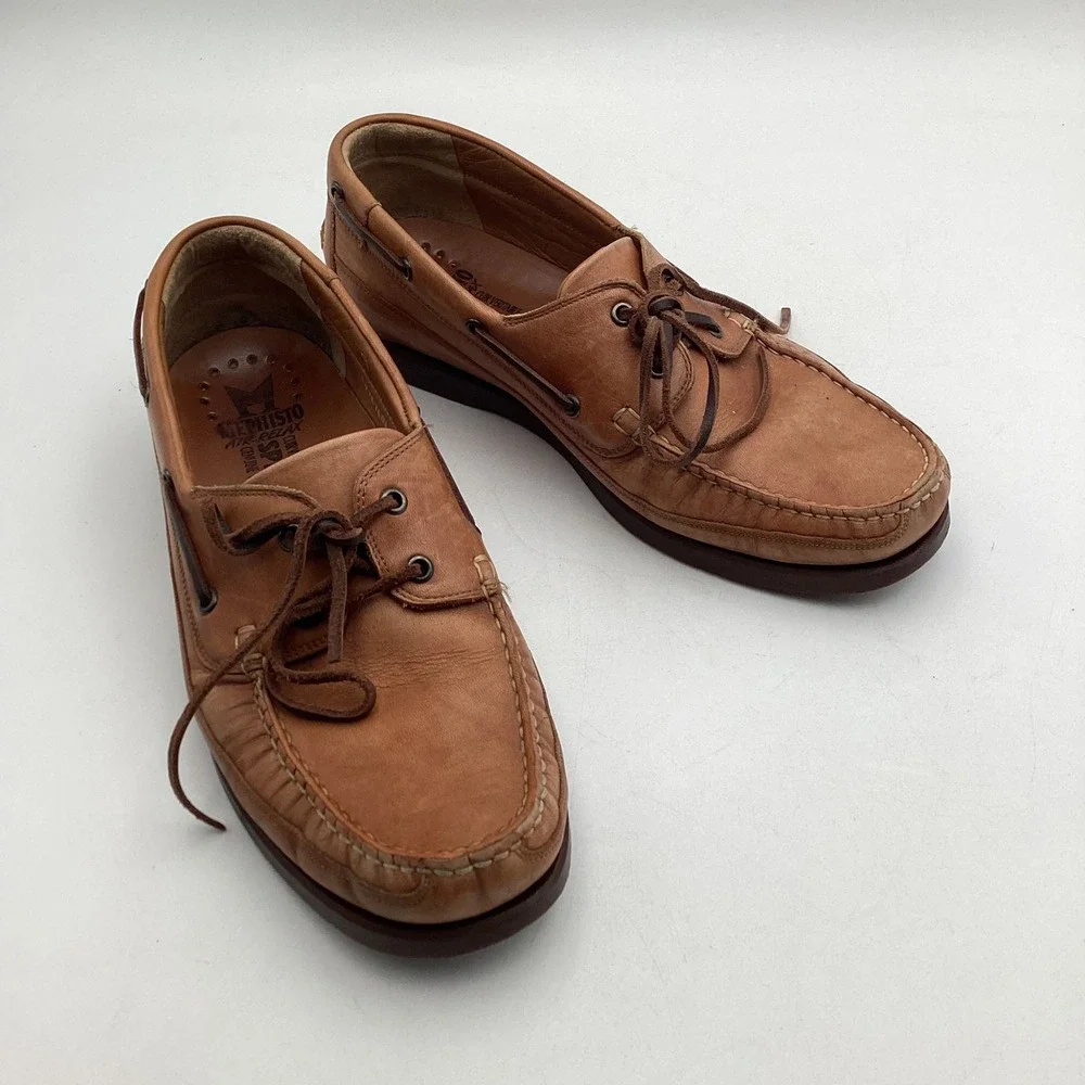 Mephisto Spinnaker Mens Tan Leather Boat Shoes‎ Deck Shoes Size 10.5 US 10 EUR